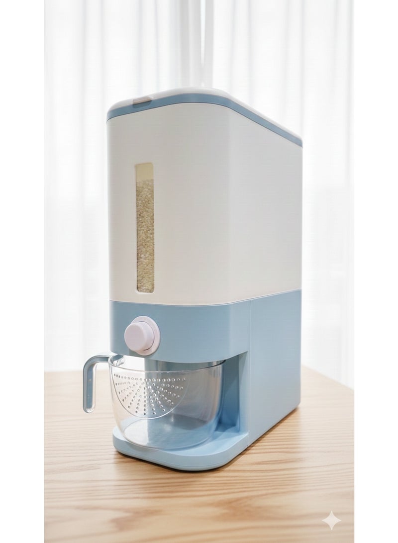 Roomlyne Smart Rice and Cereal Storage Box with Automatic Dispensing System - 35.5X17.5X42.5 cm - Blue - Image 2
